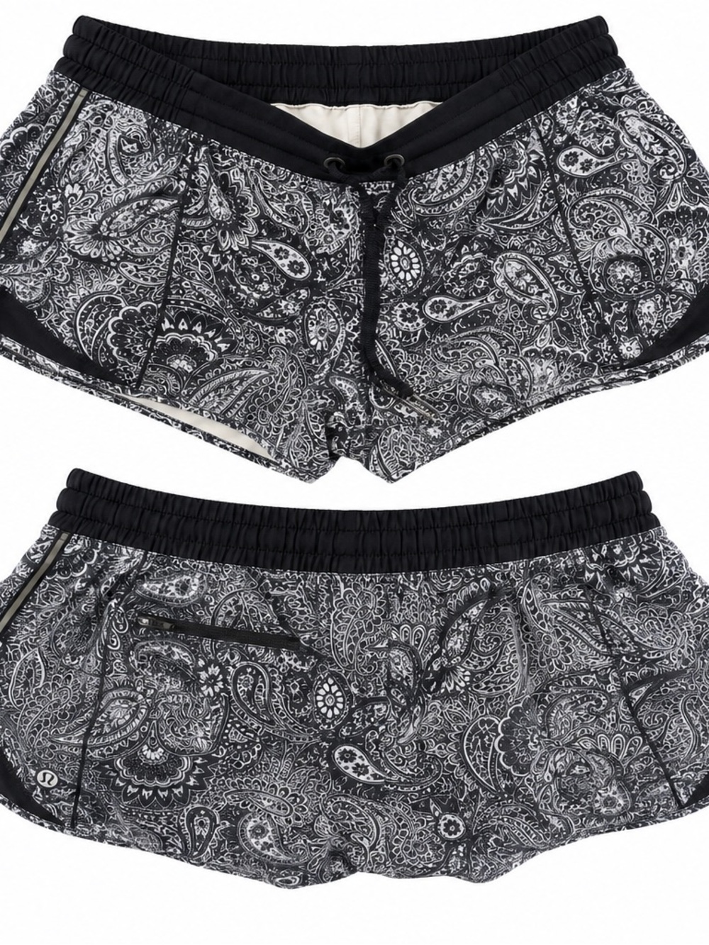 lululemon athletica Black and White Paisley Running Shorts